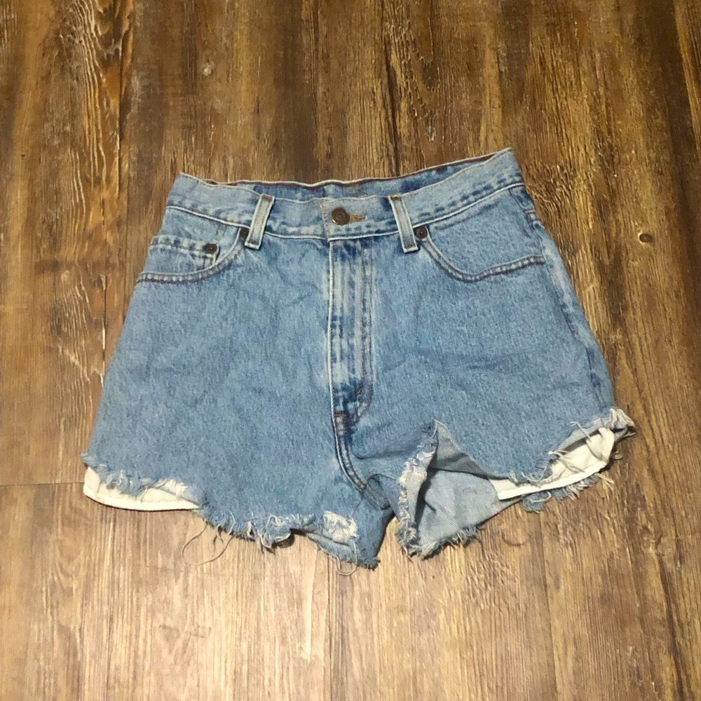 Levi's 501 Shorts Women's 27 High Rise Cut Off Frayed Hem Denim